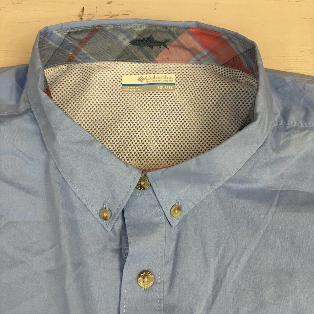 Columbia Polo Shirt Mens 2XL Blue PFG Performance Fishing Short Sleeve - Picture 3 of 11